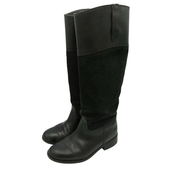 Steve Madden Womens 6 Ritte Leather Upper Black Winter Riding Boots Tall Shaft - Picture 1 of 11